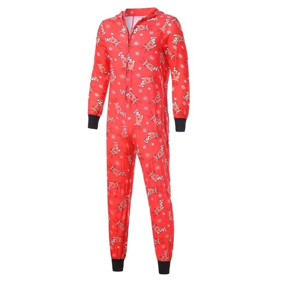 Other - Mens Hooded Christmas Reindeer One Piece Romper with Zipper, size XL 🎅